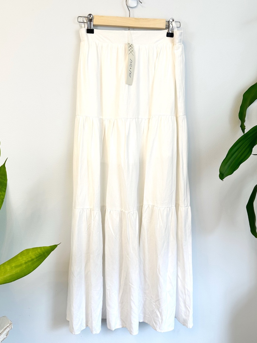 NWT She + Sky Tiered White Maxi Skirt - Women's Soft Beachy Boho - Picture 2 of 7